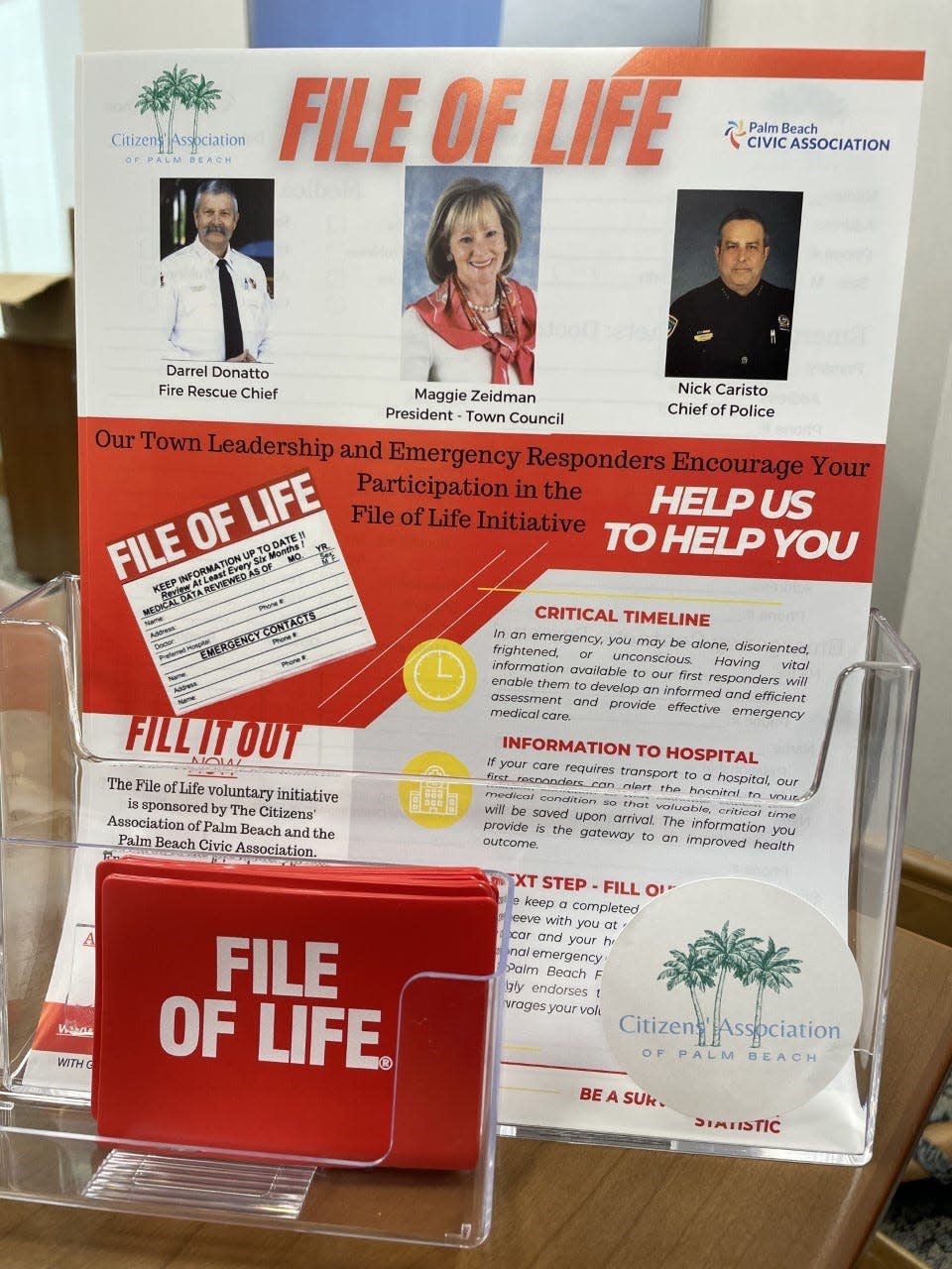 File of Life forms are available at locations throughout the town, and include space for residents to write down their medical information.