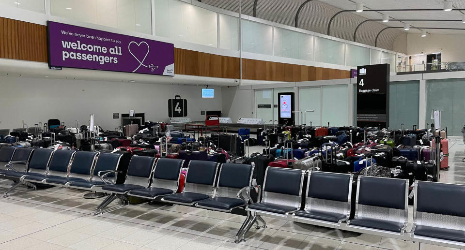 Hundreds of suitcases were left at the Qantas airport at Perth airport.