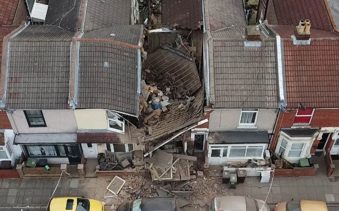 House collapses in Portsmouth after suspected explosion - UK News In Pictures/Stuart Vaizey