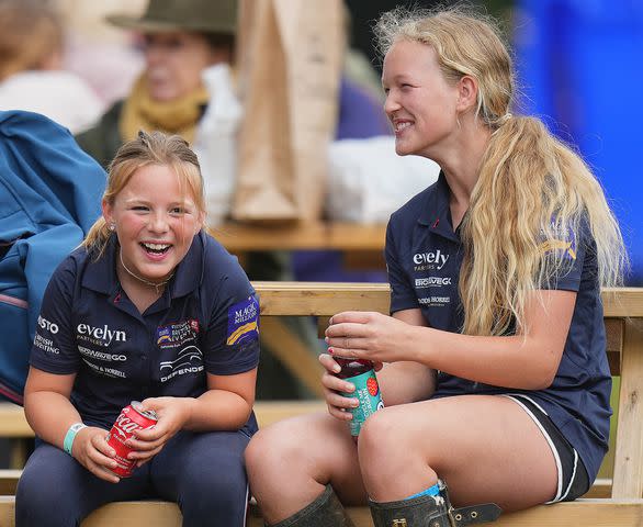 <p>James Whatling / MEGA </p> Mia Tindall and Savannah Phillips at the Festival of British Eventing at Gatcombe Park.