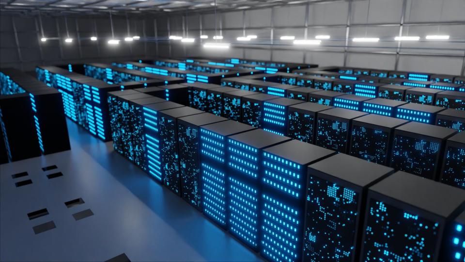 Data center with servers.