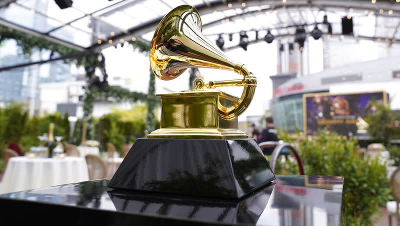A decorative Grammy at the 63rd annual Grammy Awards.