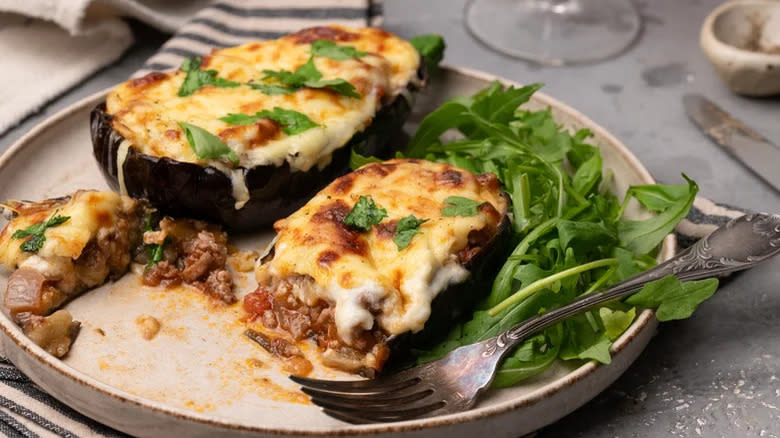 Turkey stuffed eggplant