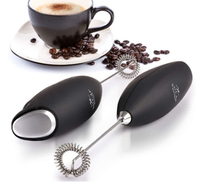 Find this <a href="https://amzn.to/3gDtctP" target="_blank" rel="noopener noreferrer">Zulay Original Milk Frother Handheld Foam Maker for Lattes for $19</a> at Amazon.