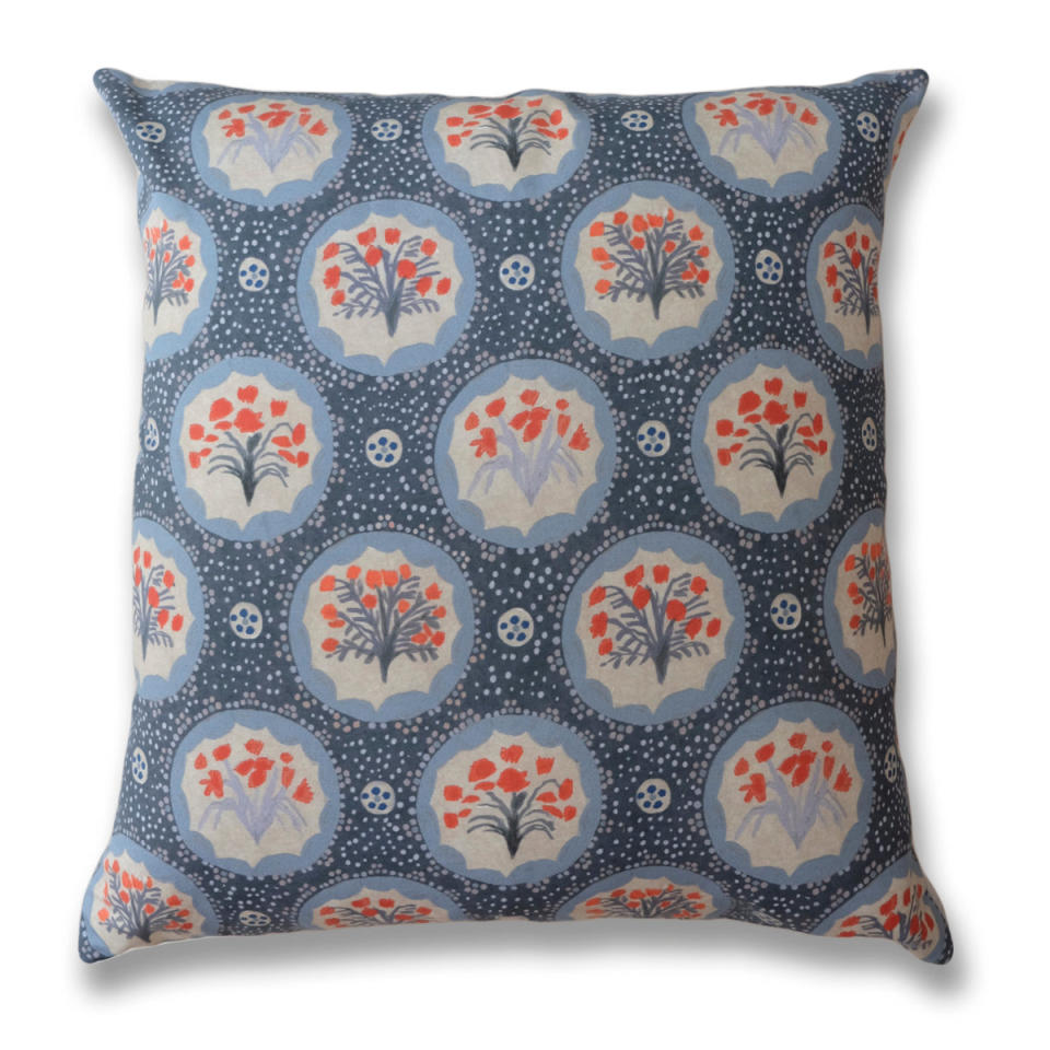 <p><a href="https://www.luliewallace.com/collections/pillows/products/new-monica-bluebird-pillow" rel="nofollow noopener" target="_blank" data-ylk="slk:Shop Now;elm:context_link;itc:0;sec:content-canvas" class="link ">Shop Now</a></p><p>Monica Bluebird Pillow</p><p>luliewallace.com</p><p>$185.00</p>