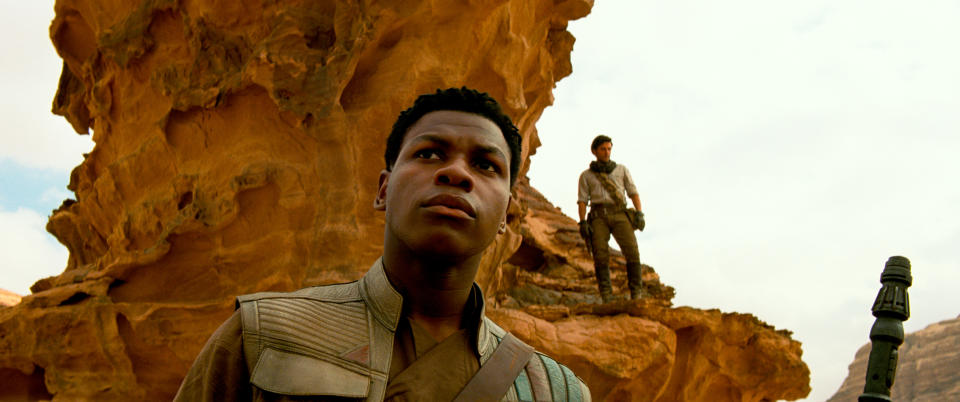 En esta imagen difundida por Disney/Lucasfilm, John Boyega como Finn en una escena de "Star Wars: The Rise of Skywalker". (Disney/Lucasfilm Ltd.)