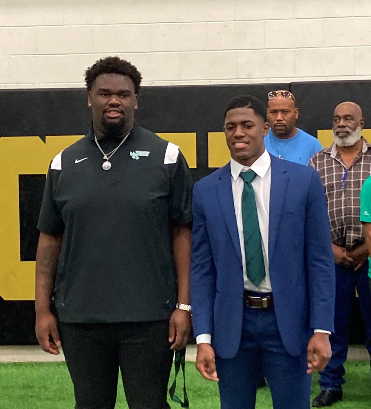 Denison seniors Dameon Smallwood, left, and Jadarian Price signed their letters of intent to play at North Texas and Notre Dame, respectively.