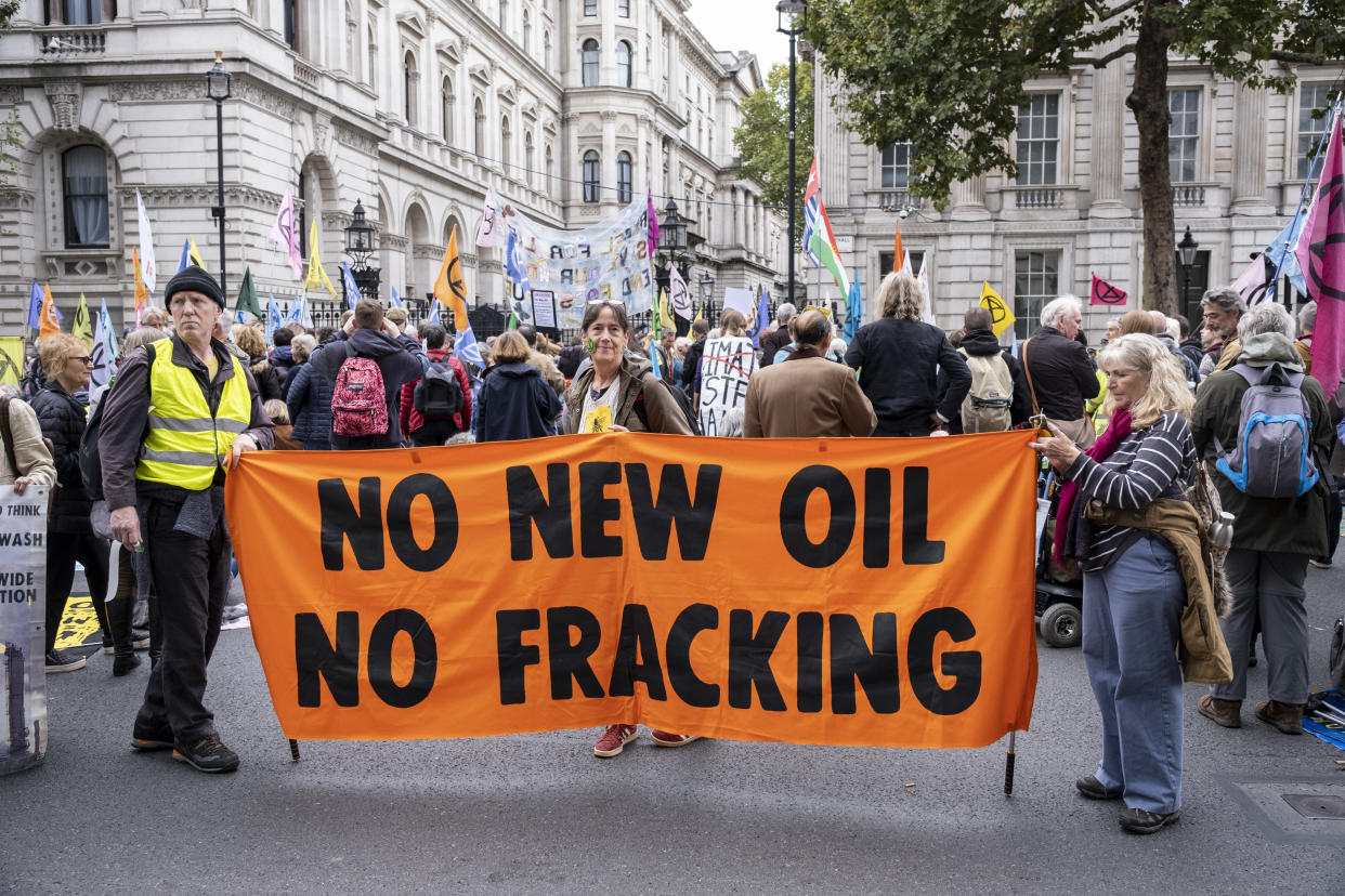 Thousands demonstrate against fracking outside Downing Street, Oct. 14