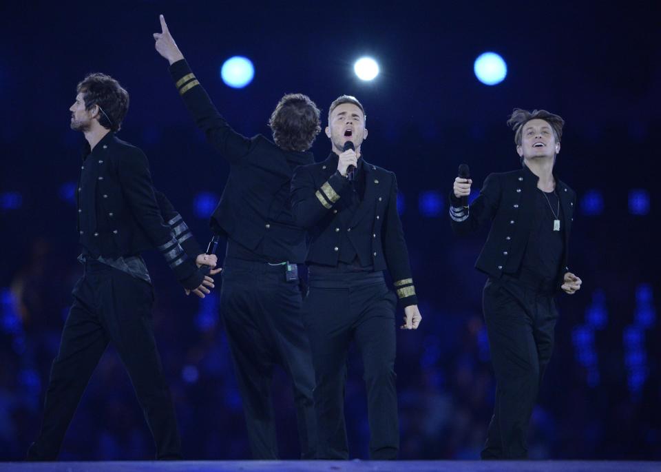 Gary Barlow performed with Take That at the 2012 Olympics in London. (Adrian Dennis/AFP/Getty)