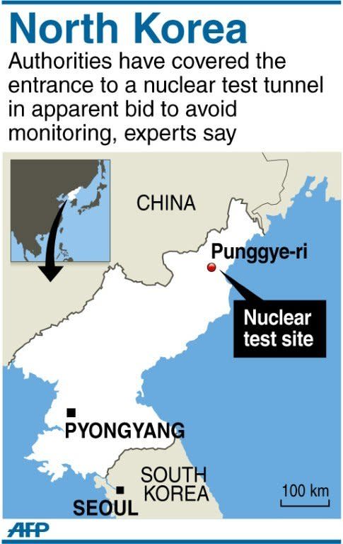 Graphic showing North Korea's nuclear test site. Analysts say a tunnel has been covered over in an apparent attempt to hide activity from monitors