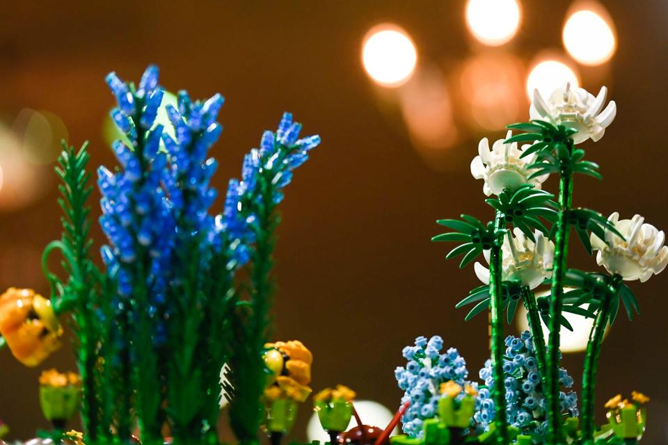 Botanical legos are seen, made by Amado Canlas Pinlac, at the Brick Convention at Greenville Shrine Club on Saturday, Aug. 26, 2023. Pinlac travels with the convention, showing his Lego work around the country.