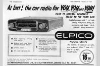 <p>We've got used to touch-screen displays, Bluetooth and streamed music all fitted as standard, but more than half a century ago most cars didn't even come with a radio. Instead you had to buy an aftermarket unit, such as this 2-watt Elpico unit that at today's prices would set you back £350. </p>