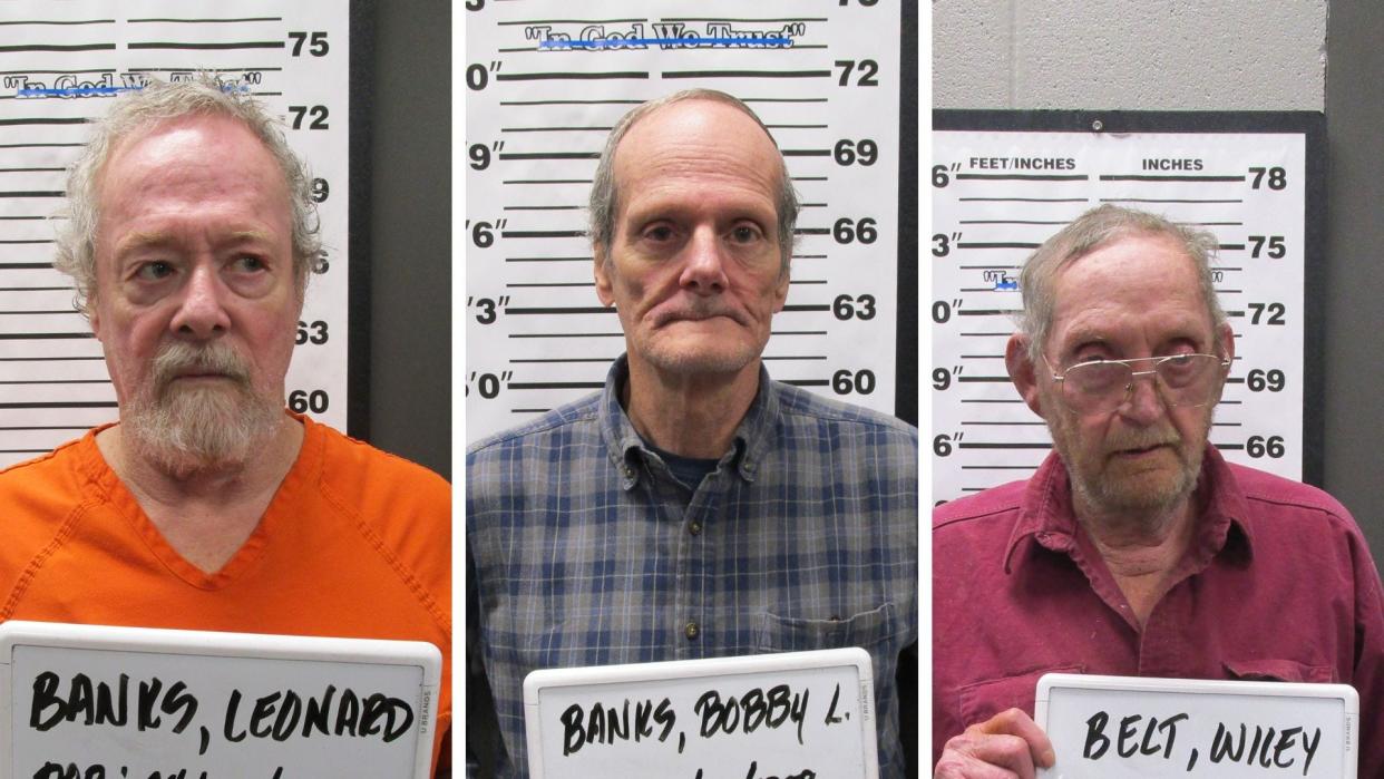 Mugshots of the three men, Leonard "Dwight" Banks, Bobby Lee Banks and Wiley Belt, indicted by a grand jury for the kidnapping, rape and murder of Kelle Ann Workman in 1989 in Douglas County.