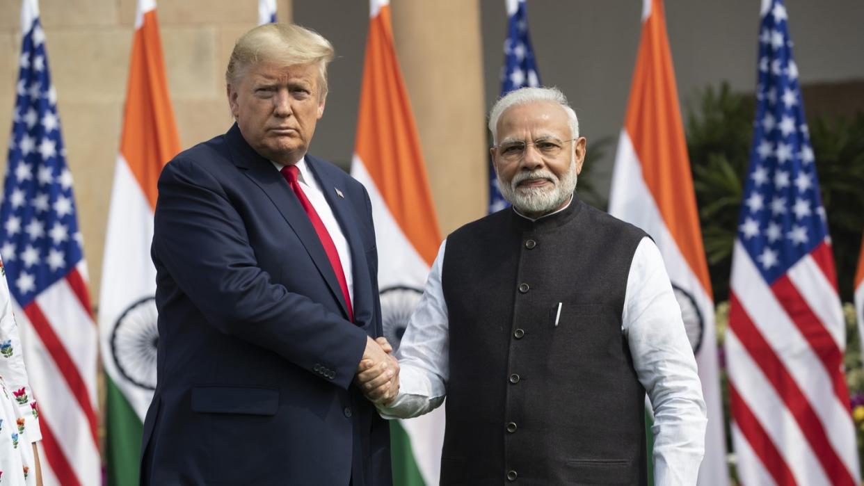 Donald Trump und Narendra Modi während ihres Treffens in Neu Delhi.