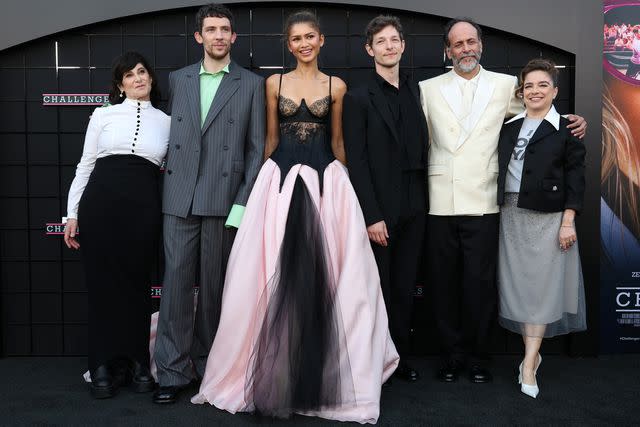 <p>Eric Charbonneau/Getty</p> Producer Amy Pascal, Josh O'Connor, Zendaya, Mike Faist, director Luca Guadagnino and producer Rachel O'Connor