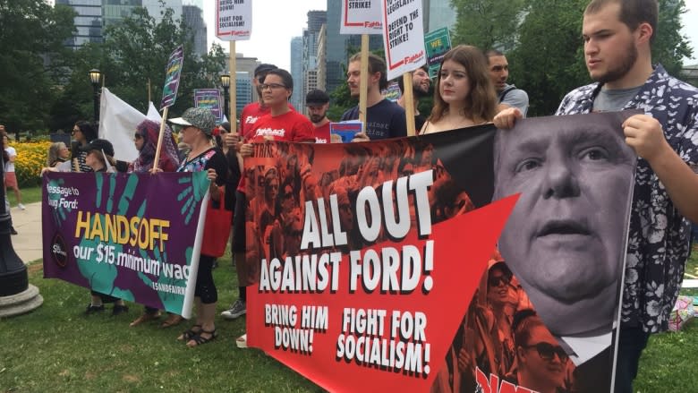 Protesters rally against Ford government at Queen's Park