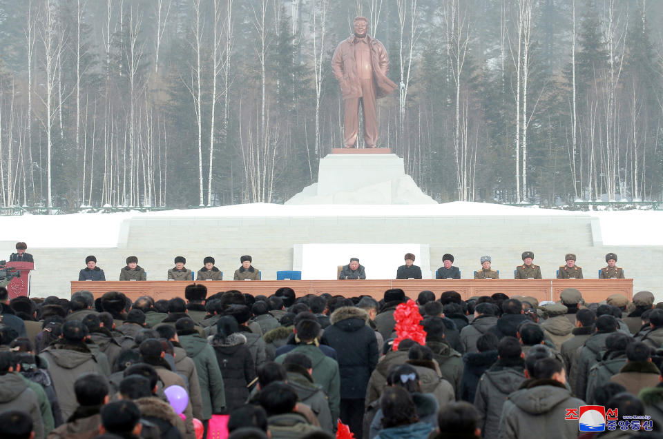 North Korean leader Kim Jong Un attends a ceremony at the township of Samjiyon County, North Korea, in this undated picture released by North Korea's Central News Agency (KCNA) on December 2, 2019. KCNA via REUTERS – THIS IMAGE WAS PROVIDED BY A THIRD PARTY. REUTERS IS UNABLE TO INDEPENDENTLY VERIFY THIS IMAGE.