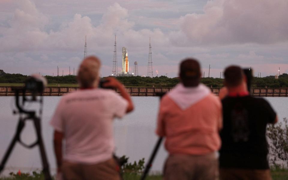 Rocket enthusiasts gather in anticipation of the Artemis 1 mission   - GREGG NEWTON /AFP 