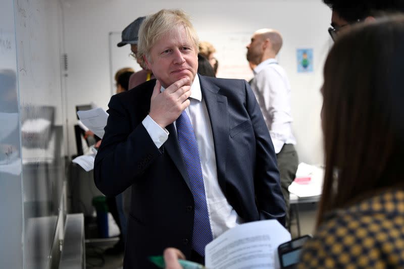 Britain's PM Johnson visits King's Maths School in London