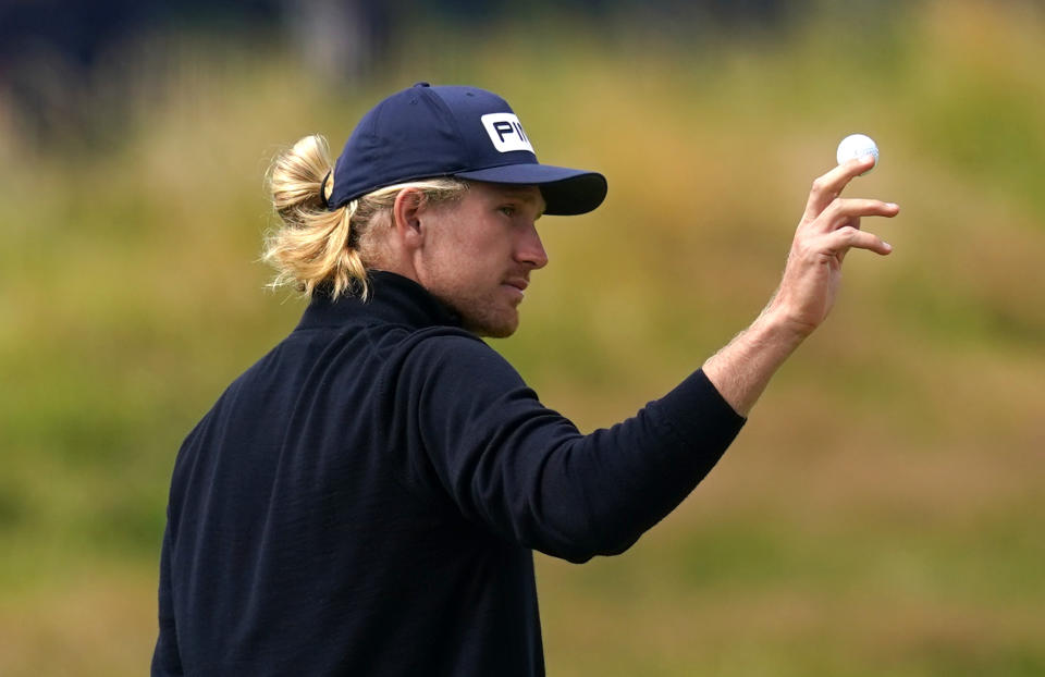 Travis Smyth scored the first-ever ace at Royal Liverpool&#39;s new 17th hole. (David Davies/PA Images via Getty Images)