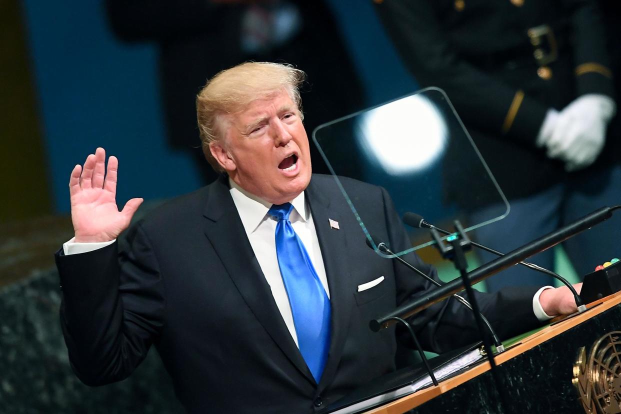 Donald Trump speaking at the United Nations earlier this week: AFP/Getty Images