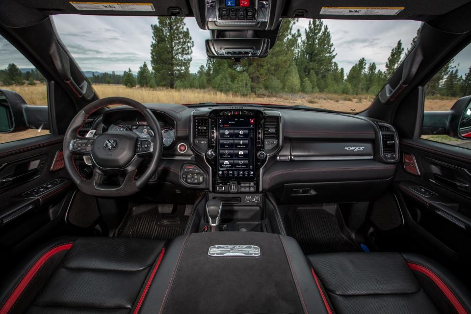 The 2021 Ram 1500 pickup has a 12-inch touchscreen on its center console.