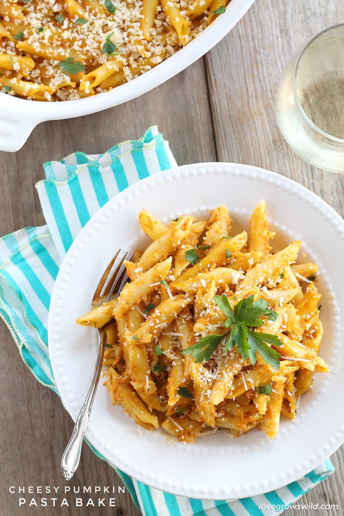 Cheesy Pumpkin Pasta Bake