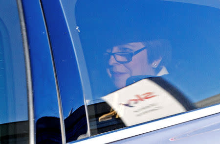 Britain's Prime Minister Theresa May leaves Sky television studios in west London, Britain, November 18, 2018. REUTERS/Henry Nicholls