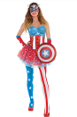 <p>Tony Stark’s wholesome buddy (and sometimes adversary) Captain America would probably blush seeing <a rel="nofollow noopener" href="http://www.partycity.com/product/adult+american+dream+costume+premier+web+kit.do?sortby=ourPicks&navSet=110777" target="_blank" data-ylk="slk:this trashy take;elm:context_link;itc:0;sec:content-canvas" class="link ">this trashy take </a>on his gear. Also is that a shield or a clutch purse?<br>(Photo: Partycity.com) </p>