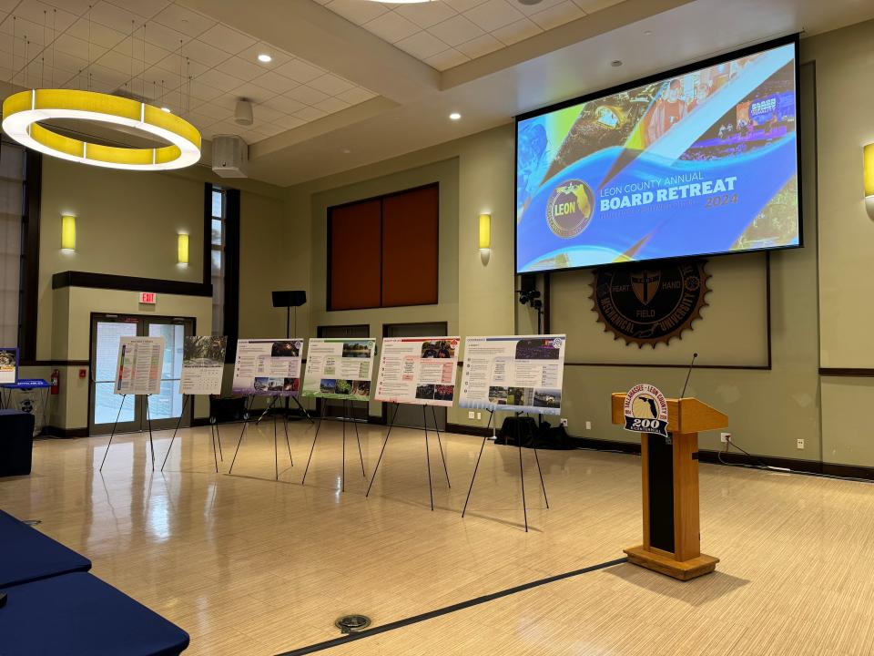 As part of the Leon County retreat, they set up informational placards around the room featuring different information pertaining to the meeting. These cards included information from the 5-year strategic plan.