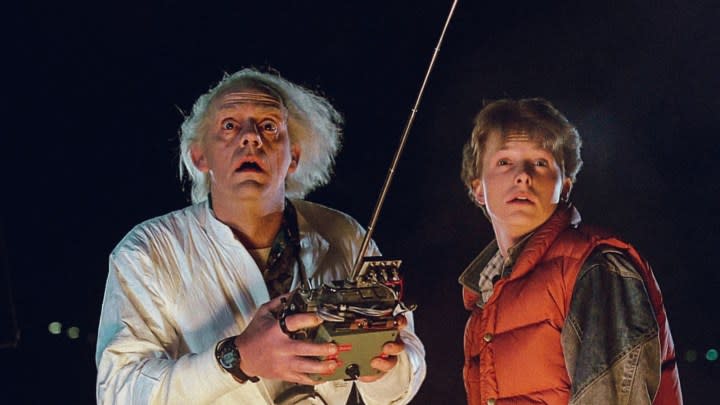 Christopher Lloyd and Michael J. Fox in Back to the Future.