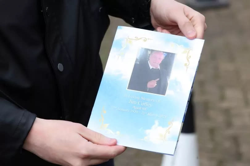 Jim Coffey's life was celebrated with a funeral service followed by his burial at Western Cemetery in Cardiff on Monday