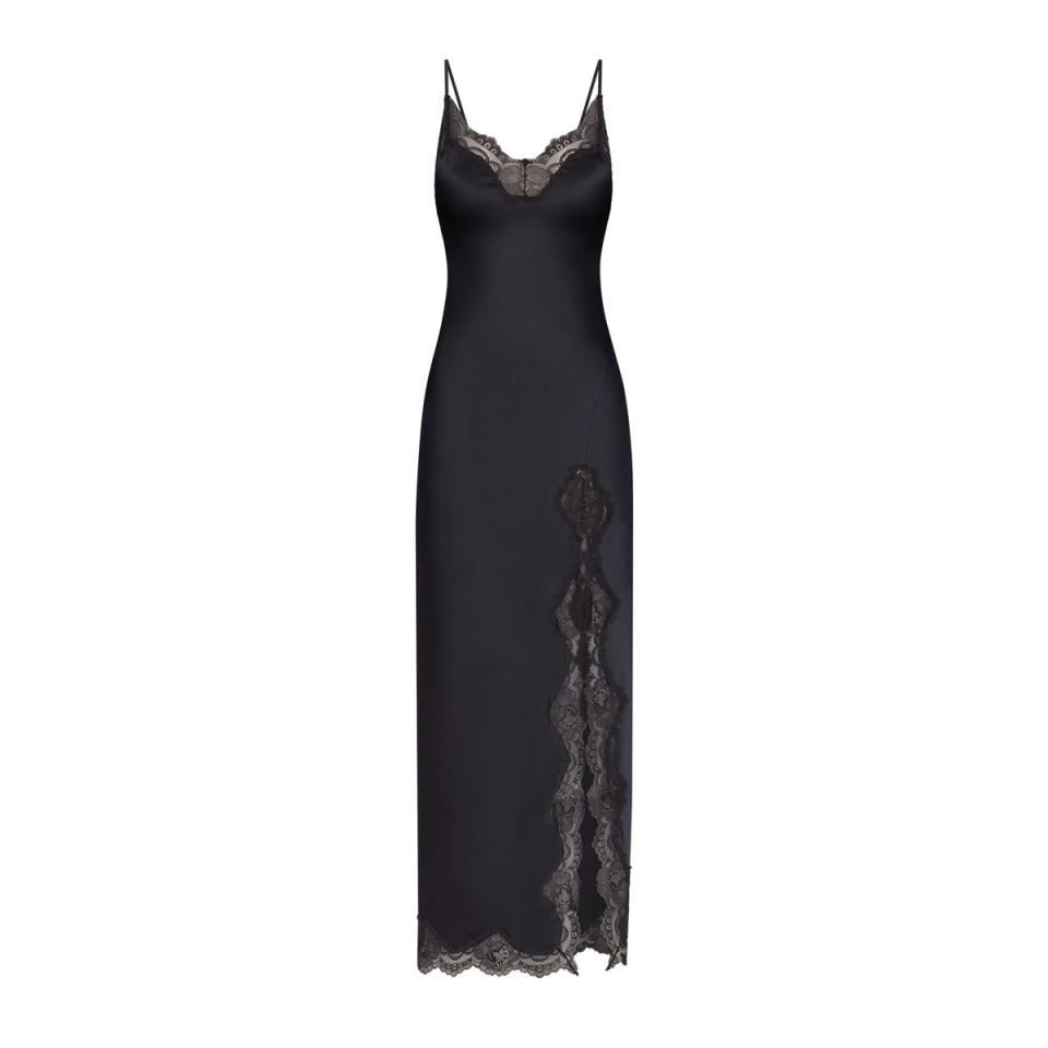 Skims black lace slip dress