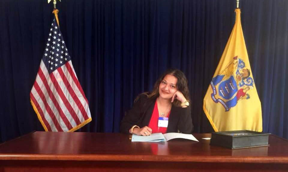 Naila Amin at the signing of the bill that banned child marriage in New Jersey in 2018. (Courtesy Naila Amin)