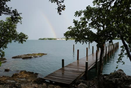 A rainbow appears before the arrival of Hurricane Dorian in Marsh Harbour