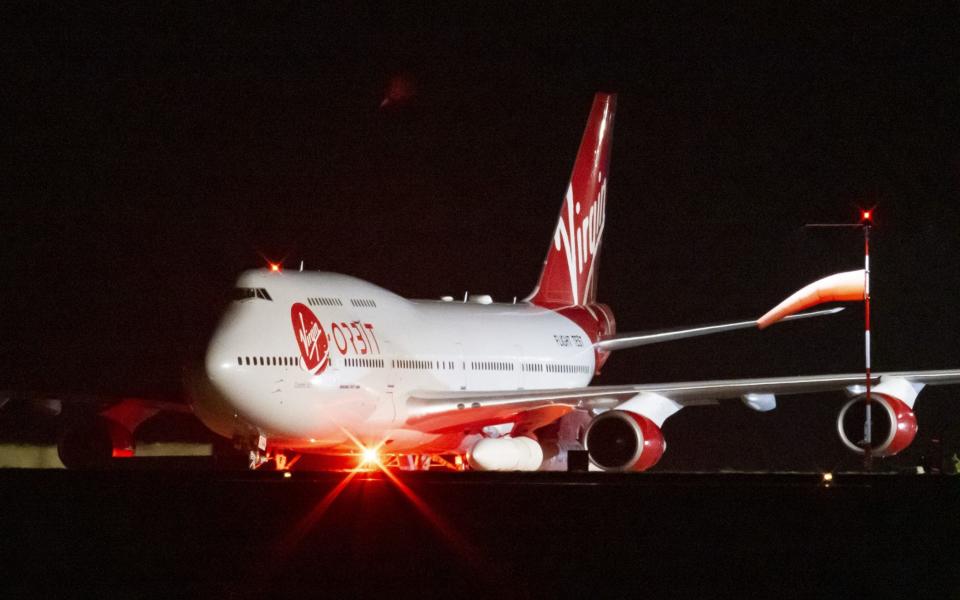 Virgin Orbit's modified Boeing 747, named Cosmic Girl, which took off from Cornwall in January but failed to released its LauncherOne rocket - Matthew Horwood/Getty Images