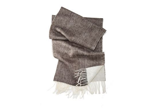 <p>Cuttalossa Reversible Alpaca Scarf (brown/cream), $99, <a href="http://www.cuttalossa.us/shop/q0zzou8bpmnndq8dxm1et5gs6e6bg2" rel="nofollow noopener" target="_blank" data-ylk="slk:cuttalossa;elm:context_link;itc:0;sec:content-canvas" class="link ">cuttalossa</a></p>