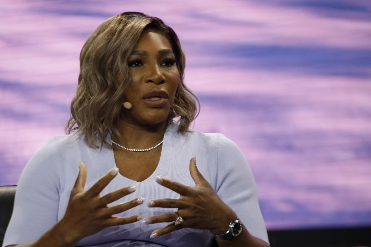 MIAMI, FLORIDA - APRIL 7: Serena Williams, professional tennis player, and businesswoman, speaks during the Bitcoin 2022 Conference at the Miami Beach Convention Center on April 7, 2022 in Miami, Florida. The worlds largest bitcoin conference runs from April 6-9, expecting over 30,000 people in attendance and over 7 million live stream viewers worldwide.(Photo by Marco Bello/Getty Images)