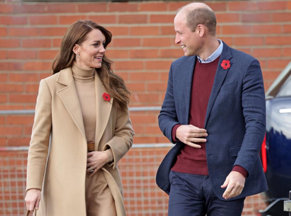 Catherine, Princess of Wales and Prince William, Prince of Wales arrive at "The Street" community hub