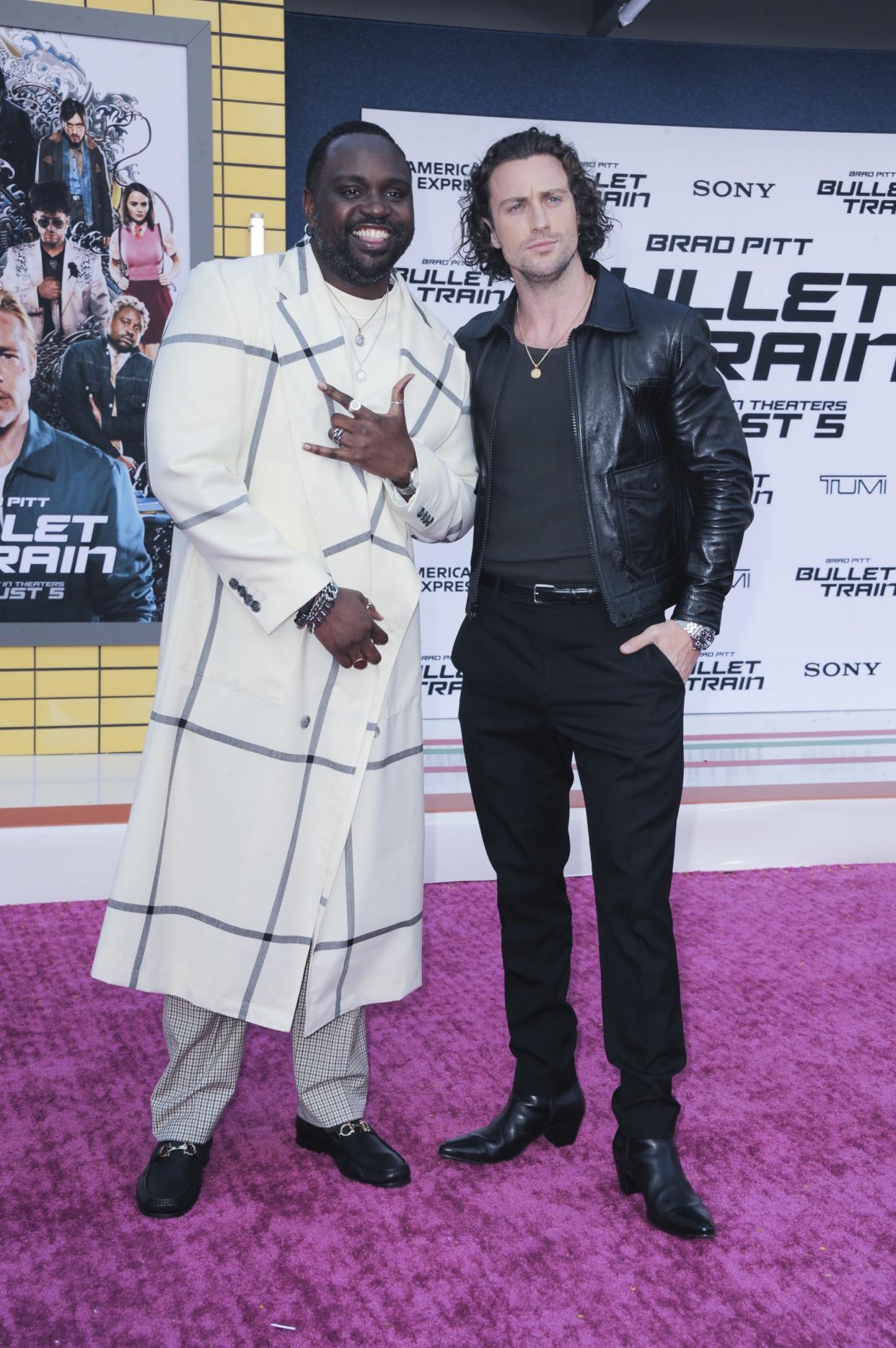 Brian Tyree Henry and Aaron Taylor Johnson at the premiere of “Bullet Train” in Los Angeles, Calif. on Aug. 1, 2022. - Credit: Everett Collection