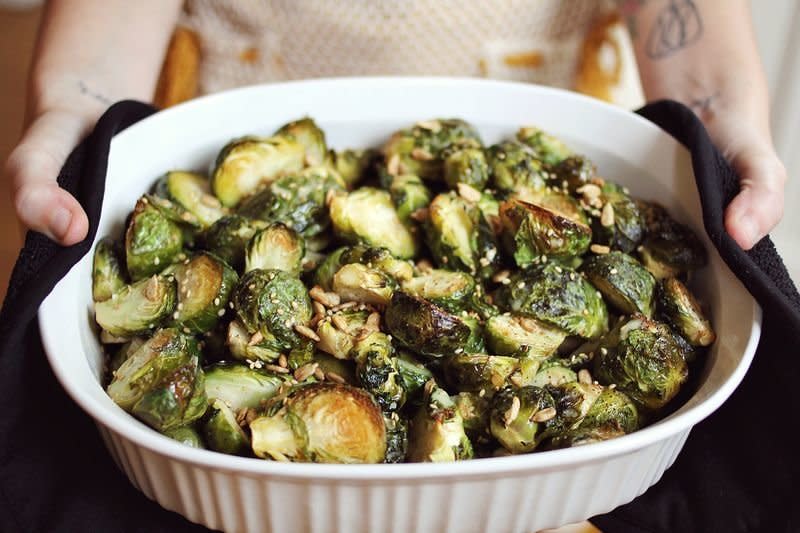 <strong>Get the <a href="http://www.abeautifulmess.com/2012/11/mustard-brussels.html" target="_blank">Mustard Brussels Sprouts recipe</a> by A Beautiful Mess</strong>