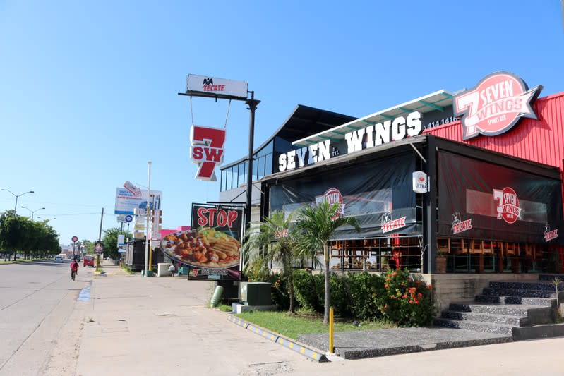 A general view shows restaurants at the Tres Rios neighborhood, which faced the most intense firefights on the street where soldiers attempted to arrest Ovidio Guzman, a son of jailed drug lord Joaquin "El Chapo" Guzman, in Culiacan