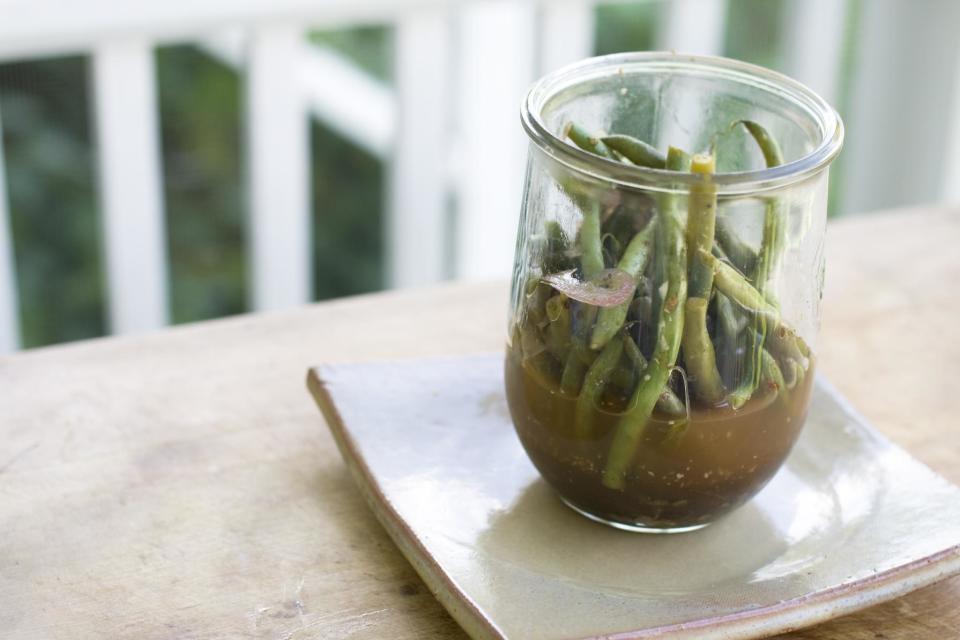 This July 15, 2013 photo shows fast-pickled green beans in Concord, N.H. (AP Photo/Matthew Mead)