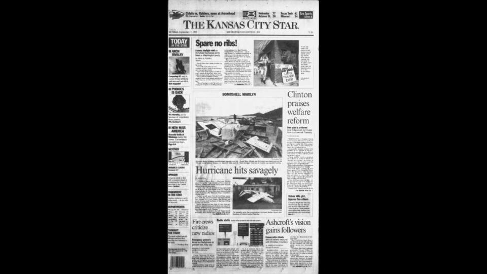 The front page of The Kansas City Star on Sept. 17, 1995, the day that superstar Chiefs quarterback Patrick Mahomes was born.