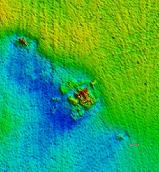 A sonar map of the R. J. Walker shipwreck site