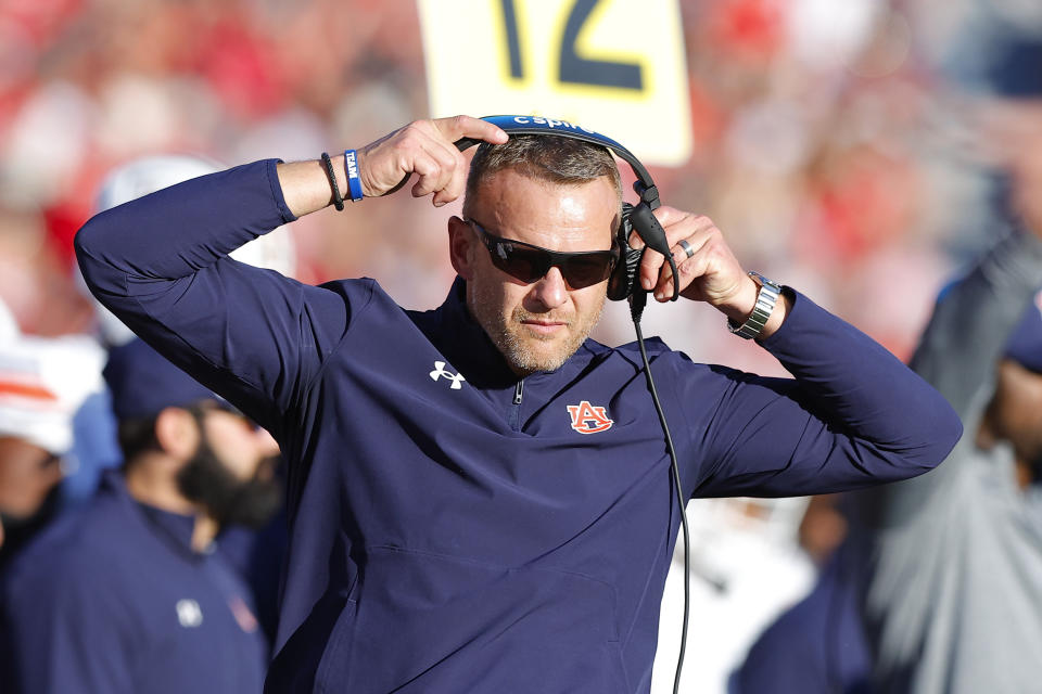 Auburn fired head football coach Bryan Harsin on Monday, and he's reportedly due a buyout of more than $15 million. (Photo by Todd Kirkland/Getty Images)