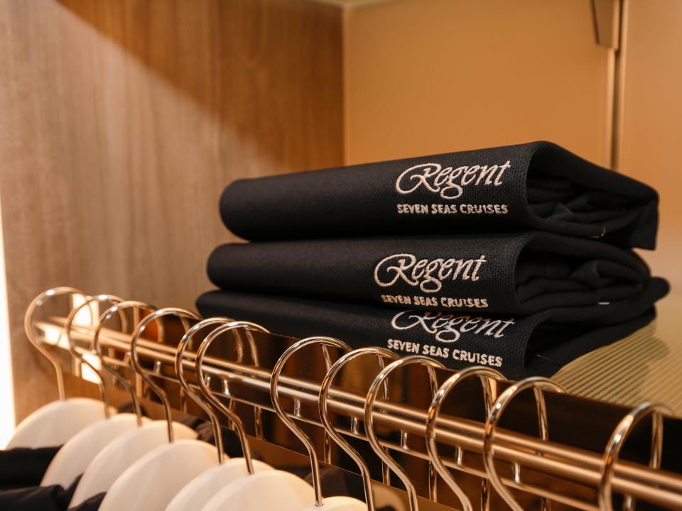 Regent Seven Seas Cruises Grandeur's sweaters with Regent's branding