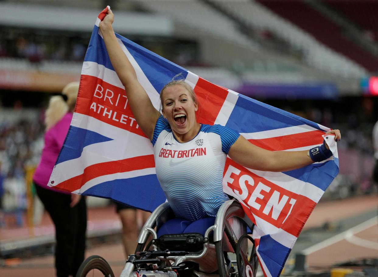 Jubilation | Hannah Cockroft celebrates after making history in London last night: Reuters