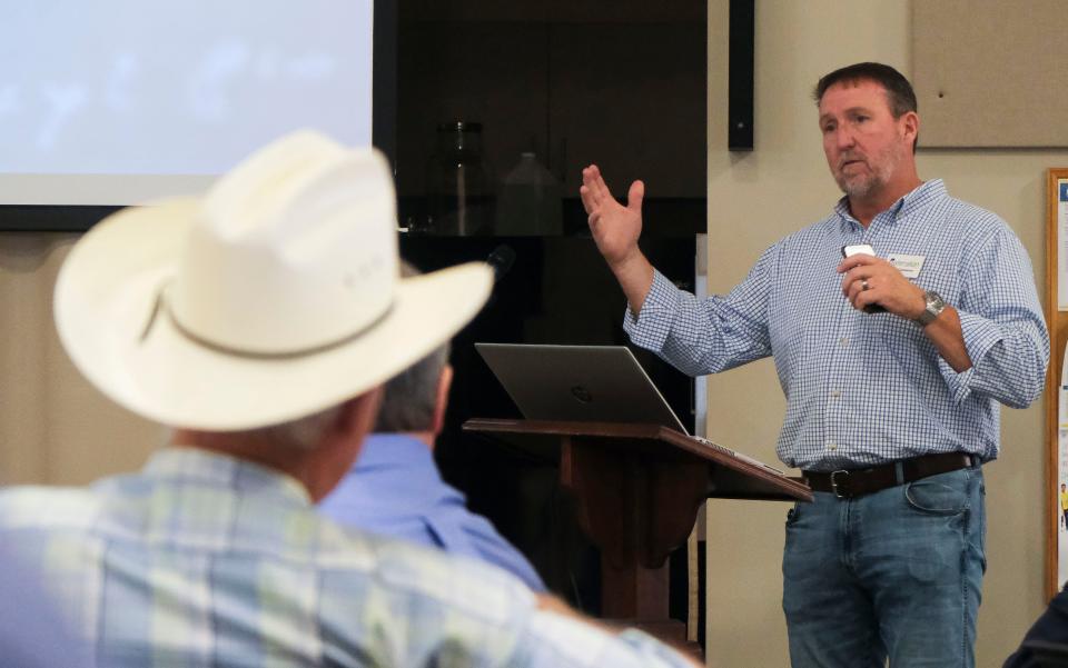 Tuscaloosa County Extension Agent John Cameron talks about the Agriscience Outdoor Classroom Project during a lunch meeting Friday, July 21, 2023 at the Cooperative Extension Offices in the Tuscaloosa County Courthouse Annex.
