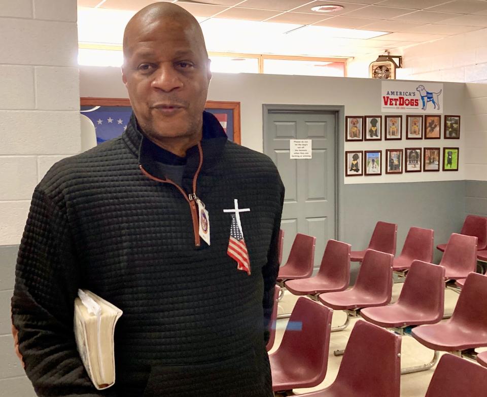 Darryl Strawberry met with the media briefly Wednesday morning at the visitors entrance to the Maryland Correctional Institution-Hagerstown, before heading into the prison to minister to about 80 inmates.